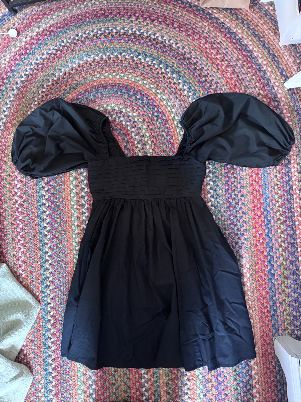Abercrombie & Fitch Black Mini Dress with Puff Sleeves